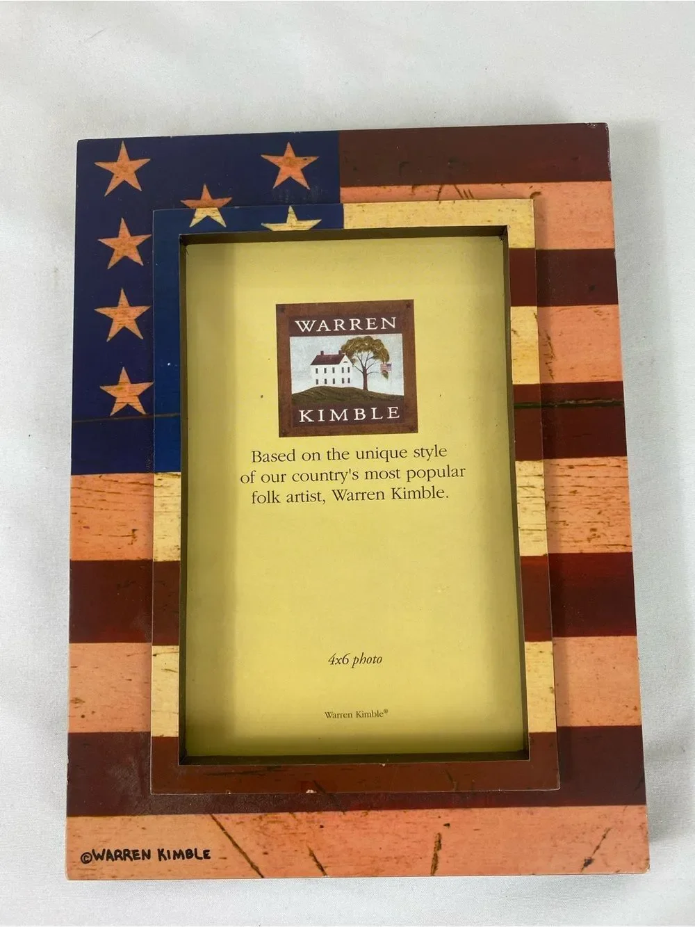 Warren Kimble Americana Stars & Stripes Picture Frame - Blue, Red, Cream 4x6